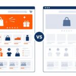 更新が活発で売れているネットショップのトップページと、更新が止まり停滞しているトップページを左右で比較した概念図。左は新着商品・キャンペーン・ランキング・新着記事が並び売上が上昇、右は古いまま横ばい。